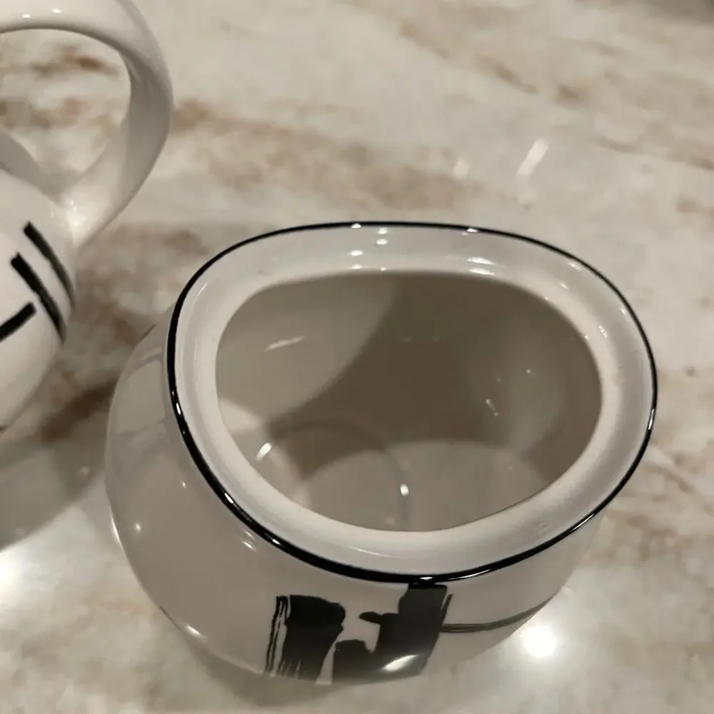 Sango Calligraphy Larry Lasso 80’s cream and sugar set EUC